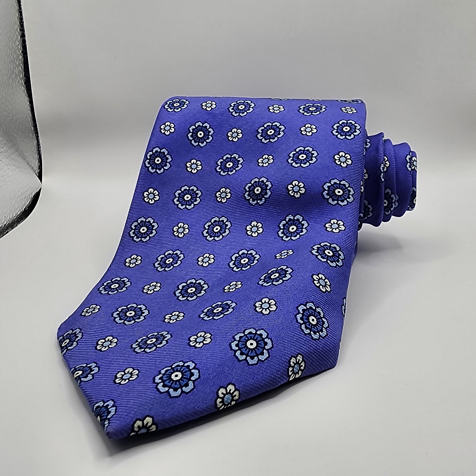 Brooks Brother Tie Made In Usa Purple Floral Pure Silk 346 Pure Woven Silk Vtg